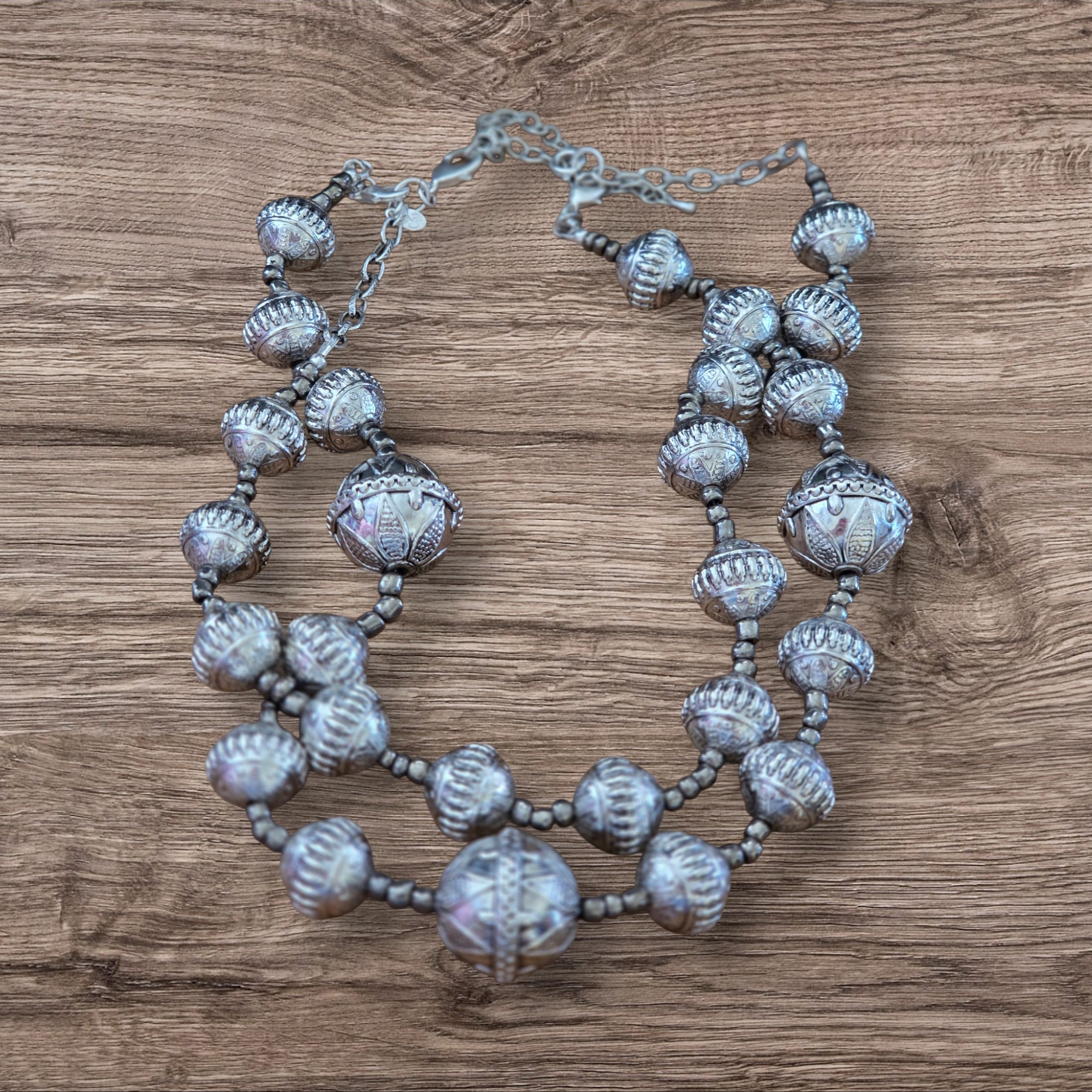 Premier Silver-Tone Beaded Double Strand Necklace